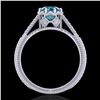 Image 3 : 1.25 ctw Fancy Intense Blue Diamond Art Deco Ring 18k White Gold - REF-218K2Y