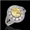 Image 1 : 3.75 ctw Canary Citrine & Diamond Victorian Ring 14K White Gold - REF-129W3H