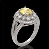Image 2 : 3.75 ctw Canary Citrine & Diamond Victorian Ring 14K White Gold - REF-129W3H