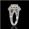 Image 3 : 3.75 ctw Canary Citrine & Diamond Victorian Ring 14K White Gold - REF-129W3H