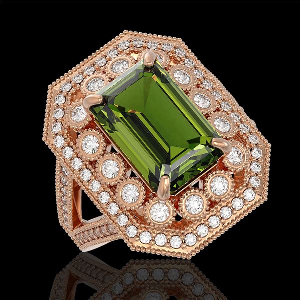 6.08 ctw Certified Tourmaline & Diamond Victorian Ring 14K Rose Gold - REF-208M8G
