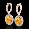 Image 1 : 3.50 ctw Citrine & Micro Pave VS/SI Diamond Earrings 14k Rose Gold - REF-83N6F