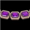 Image 3 : 76.69 ctw Amethyst & Diamond Micro Pave Halo Necklace 10k Rose Gold - REF-711F3M