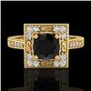 Image 2 : 1.1 ctw Fancy Black Diamond Engagment Art Deco Ring 18k Yellow Gold - REF-87K3Y