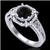 Image 1 : 1 ctw Fancy Black Diamond Engagment Art Deco Ring 18k White Gold - REF-100W2H