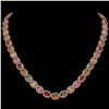 Image 1 : 31.96 ctw Multi Color Sapphire & Diamond Micro Pave Necklace 10k Rose Gold - REF-674X4A