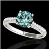 Image 1 : 1.25 ctw SI Certified Fancy Blue Diamond Solitaire Ring 10k White Gold - REF-117H3R