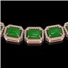 Image 3 : 56.69 ctw Jade & Diamond Micro Pave Halo Necklace 10k Rose Gold - REF-673N8F