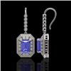 Image 2 : 11.66 ctw Tanzanite & Diamond Victorian Earrings 14K White Gold - REF-672Y8X
