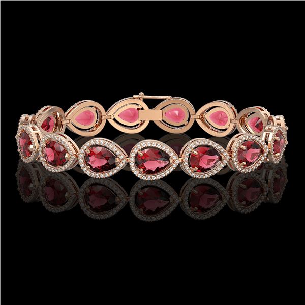 19.7 ctw Tourmaline & Diamond Micro Pave Halo Bracelet 10k Rose Gold - REF-509F3M