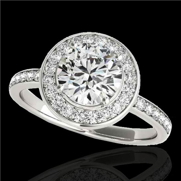 1.65 ctw Certified Diamond Solitaire Halo Ring 10k White Gold - REF-252M3G