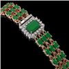 Image 2 : 28.74 ctw Emerald & Diamond Bracelet 14K Rose Gold - REF-318G2W