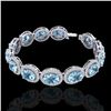 Image 2 : 30 ctw Sky Blue Topaz & Micro Pave VS/SI Diamond Bracelet 10k White Gold - REF-360H2R