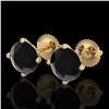 Image 1 : 3.01 ctw Fancy Black Diamond Art Deco Stud Earrings 18k Yellow Gold - REF-66A8N