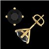 Image 3 : 3.01 ctw Fancy Black Diamond Art Deco Stud Earrings 18k Yellow Gold - REF-66A8N