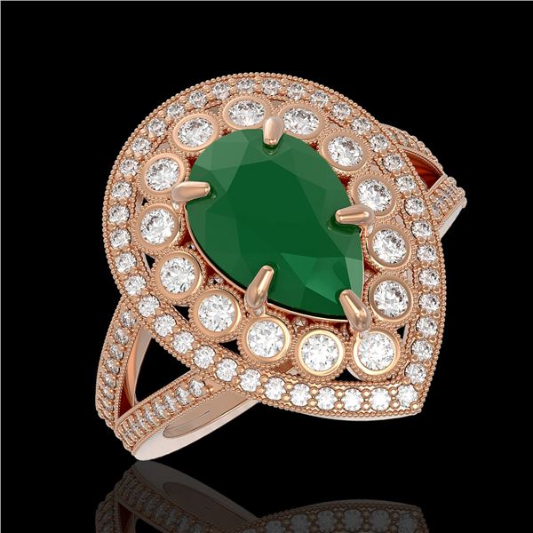 5.12 ctw Certified Emerald & Diamond Victorian Ring 14K Rose Gold - REF-178N2F
