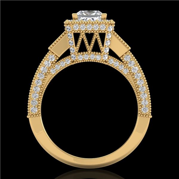 3.53 ctw Princess VS/SI Diamond Micro Pave 3 Stone Ring 18k Yellow Gold - REF-540F9M