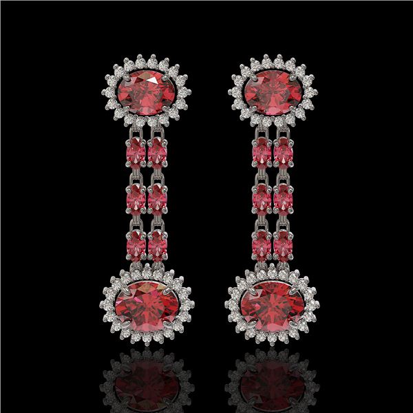 8.69 ctw Tourmaline & Diamond Earrings 14K White Gold - REF-227G3W