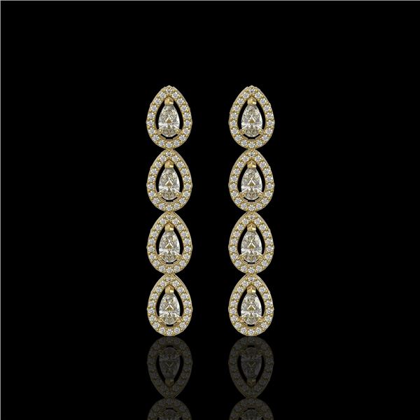 3.84 ctw Pear Cut Diamond Micro Pave Earrings 18K Yellow Gold - REF-334Y6X
