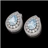 Image 2 : 7.15 ctw Aquamarine & Diamond Victorian Earrings 14K White Gold - REF-285W8H
