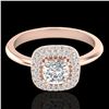 Image 1 : 1.16 ctw Micro SI Cushion Diamond Engagment Ring Halo 14k Rose Gold - REF-134K4Y