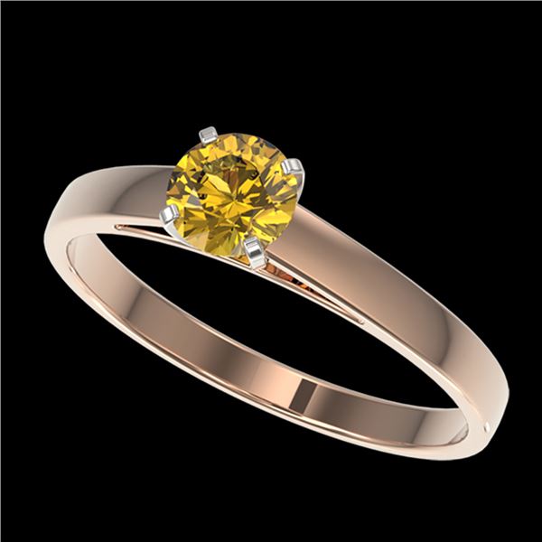 0.54 ctw Certified Intense Yellow Diamond Engagment Ring 10k Rose Gold - REF-60X3A