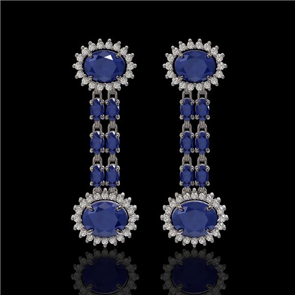 10.23 ctw Sapphire & Diamond Earrings 14K White Gold - REF-227K3Y