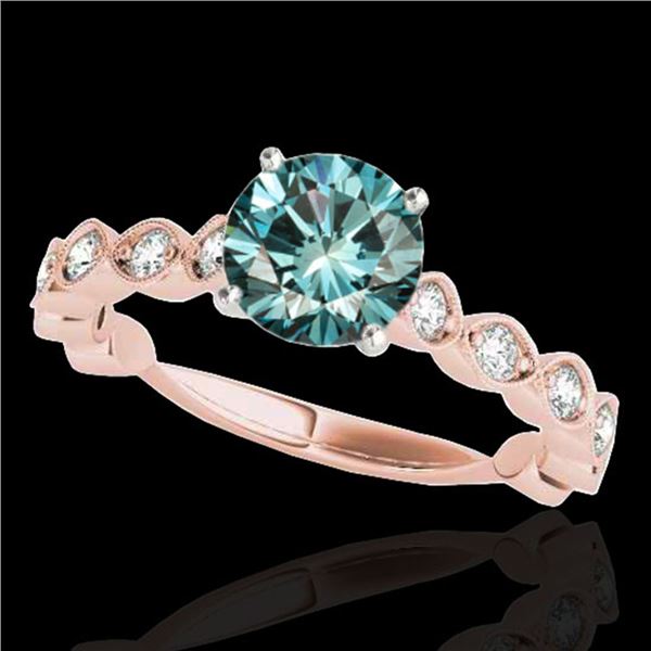 1.5 ctw SI Certified Fancy Blue Diamond Solitaire Ring 10k Rose Gold - REF-163A6N