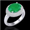 Image 1 : 4.50 ctw Emerald & Micro Pave VS/SI Diamond Ring 18k White Gold - REF-119G6W