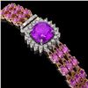 Image 2 : 24.75 ctw Amethyst & Diamond Bracelet 14K Rose Gold - REF-281A8N
