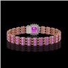 Image 3 : 24.75 ctw Amethyst & Diamond Bracelet 14K Rose Gold - REF-281A8N