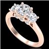 Image 1 : 1.5 ctw VS/SI Diamond Solitaire Art Deco 3 Stone Ring 18k Rose Gold - REF-236Y4X