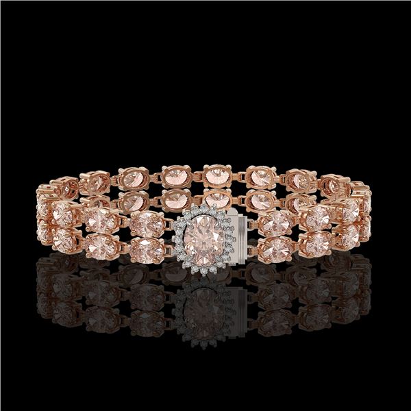 16.5 ctw Morganite & Diamond Bracelet 14K Rose Gold - REF-263W6H