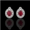 Image 1 : 8.84 ctw Certified Ruby & Diamond Victorian Earrings 14K White Gold - REF-220M8G