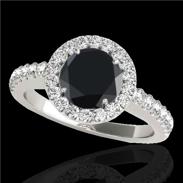 1.65 ctw Certified VS Black Diamond Solitaire Halo Ring 10k White Gold - REF-60A3N