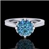 Image 2 : 1.5 ctw Fancy Intense Blue Diamond Art Deco Ring 18k White Gold - REF-209A3N