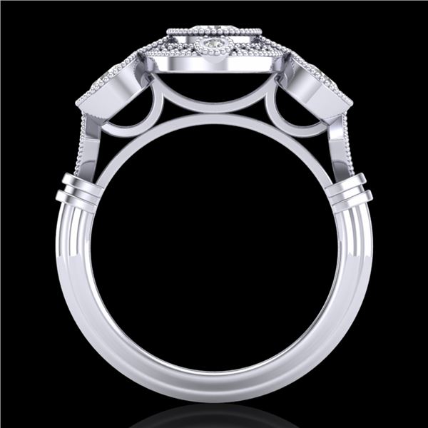 1.51 ctw VS/SI Diamond Solitaire Art Deco 3 Stone Ring 18k White Gold - REF-300R2K