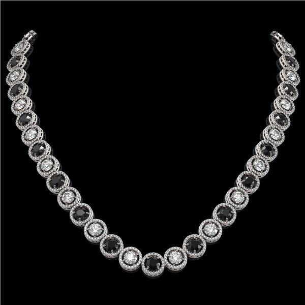 32.10 ctw Black & Diamond Micro Pave Necklace 18K White Gold - REF-2386R4K