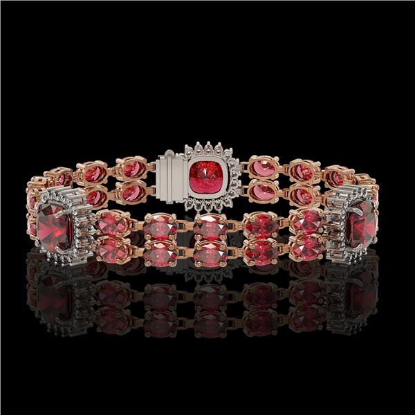 18.93 ctw Tourmaline & Diamond Bracelet 14K Rose Gold - REF-314H8R