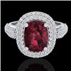 Image 1 : 3.10 ctw Garnet & Micro Pave VS/SI Diamond Certified Ring 10k White Gold - REF-100N2F
