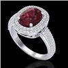 Image 2 : 3.10 ctw Garnet & Micro Pave VS/SI Diamond Certified Ring 10k White Gold - REF-100N2F