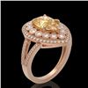 Image 2 : 4.12 ctw Canary Citrine & Diamond Victorian Ring 14K Rose Gold - REF-125X5A