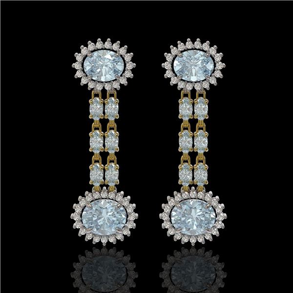 7.75 ctw Aquamarine & Diamond Earrings 14K Yellow Gold - REF-227H3R