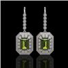 Image 1 : 13.4 ctw Tourmaline & Diamond Victorian Earrings 14K White Gold - REF-375Y3X