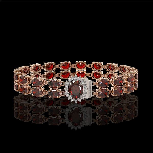 14.69 ctw Garnet & Diamond Bracelet 14K Rose Gold - REF-209Y3X