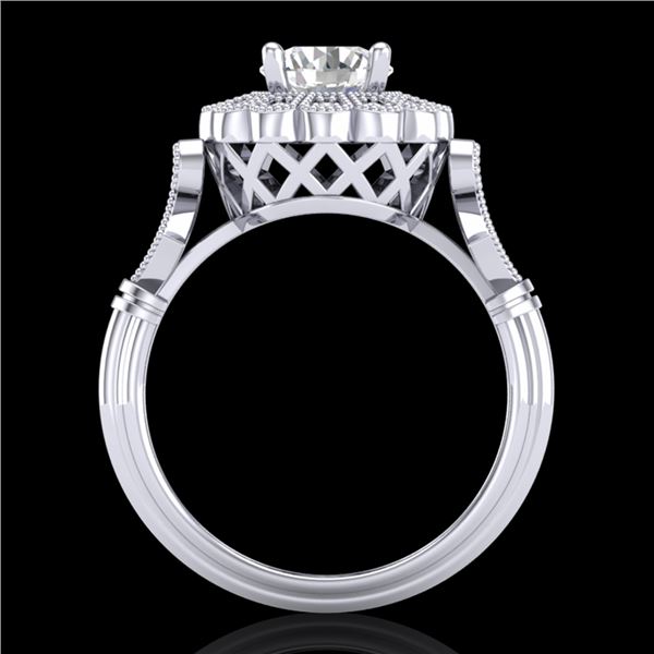 1.2 ctw VS/SI Diamond Solitaire Art Deco Ring 18k White Gold - REF-345H2R