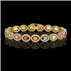 Image 1 : 14.25 ctw Multi Color Sapphire & Diamond Micro Pave Bracelet 10k Yellow Gold - REF-304K5Y