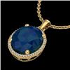 Image 2 : 12 ctw Sapphire & Micro Pave VS/SI Diamond Necklace 18k Yellow Gold - REF-93N6F