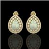 Image 1 : 7.88 ctw Certified Opal & Diamond Victorian Earrings 14K Yellow Gold - REF-244F2M