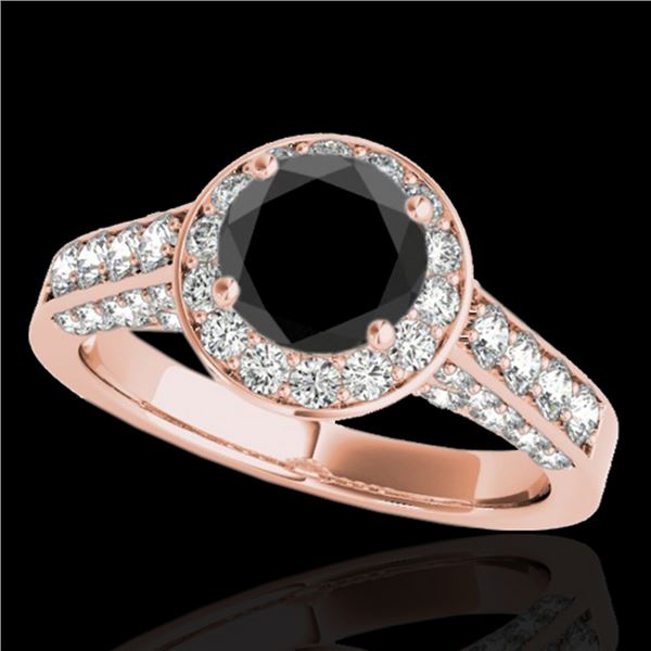 1.8 ctw Certified VS Black Diamond Solitaire Halo Ring 10k Rose Gold - REF-80G5W